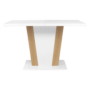 Masa extensibila ZALDER, alb/stejar artisan, PAL, 120/160x68x76 cm