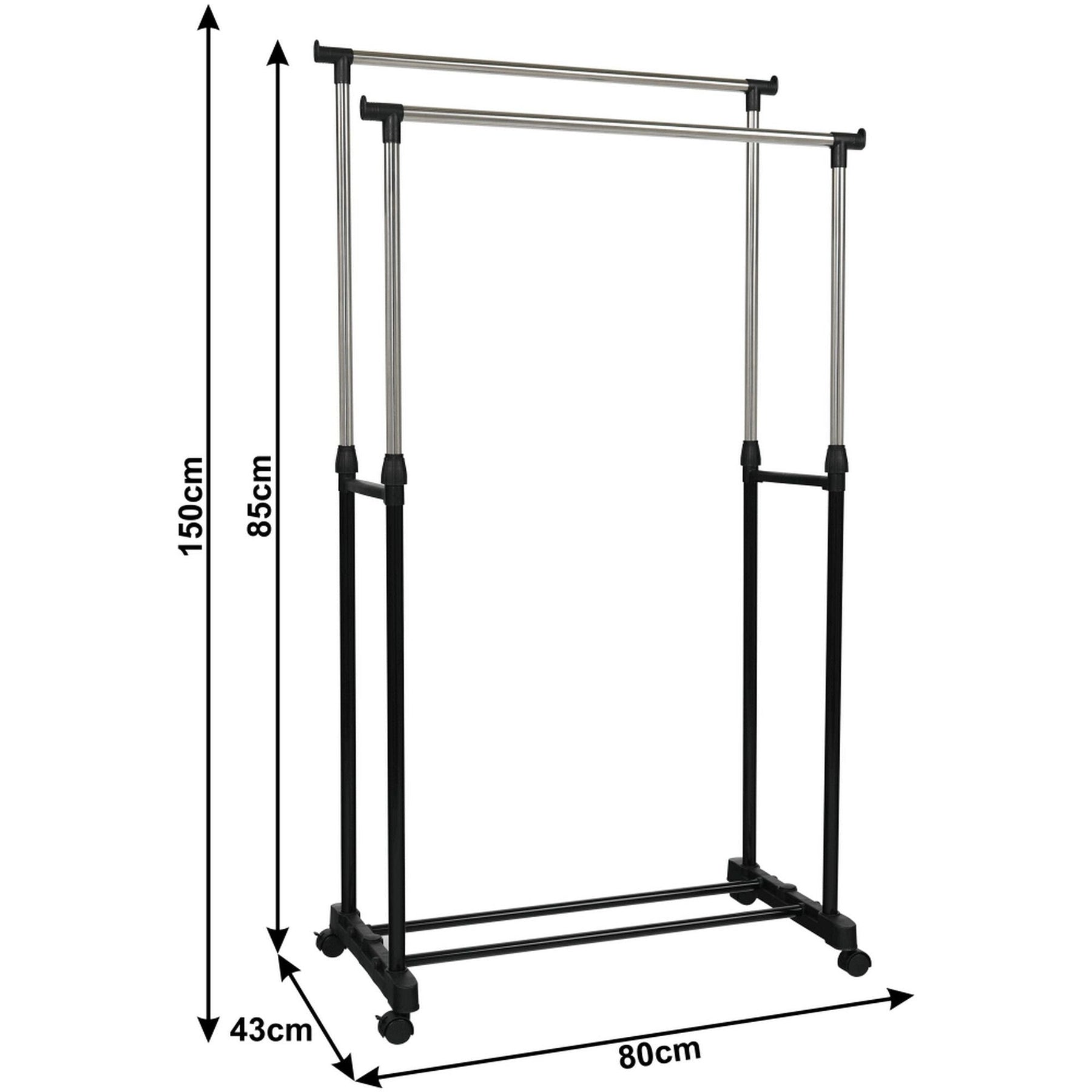 Stander haine OLIVER, metal/plastic, negru, 80x43x150 cm