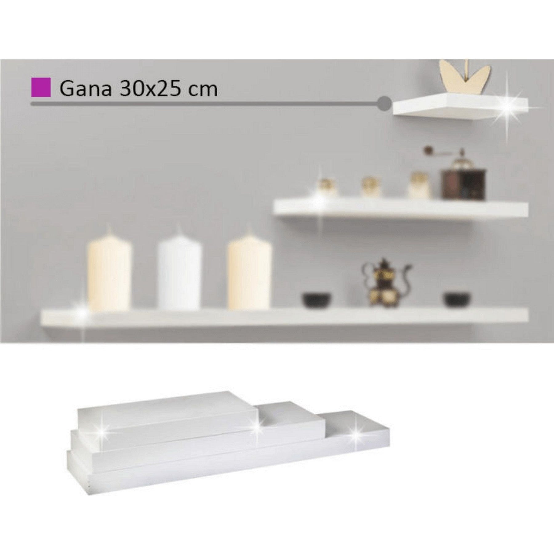 Polita GANA FY 11044-5, alb lucios, 30x25x5 cm