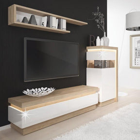 Raft LEONARDO, stejar riviera/alb, DTD laminat, 130x20x28 cm