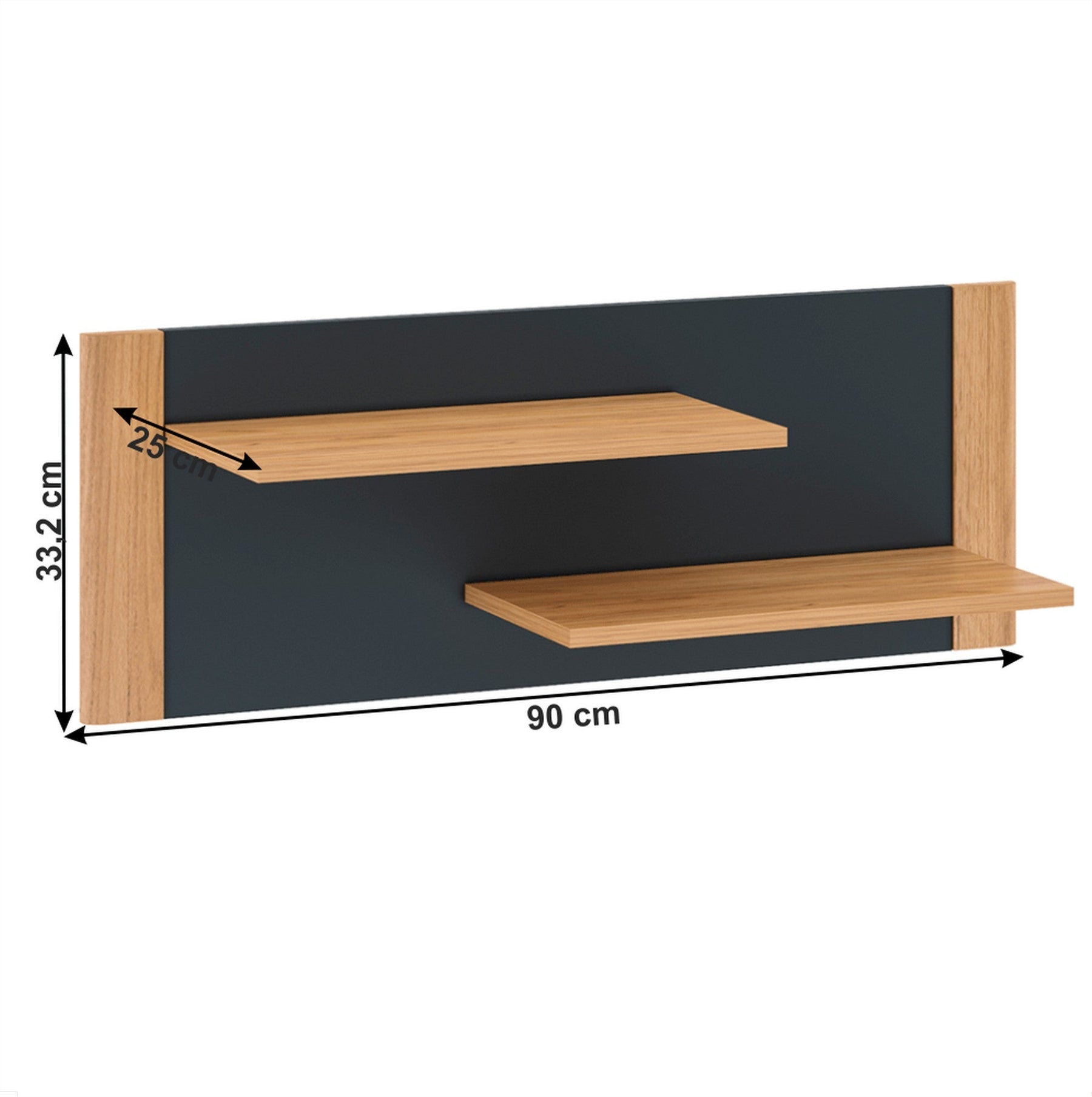 Raft FIDEL, stejar craft auriu/gri grafit, DTD laminat, 90x25x33 cm