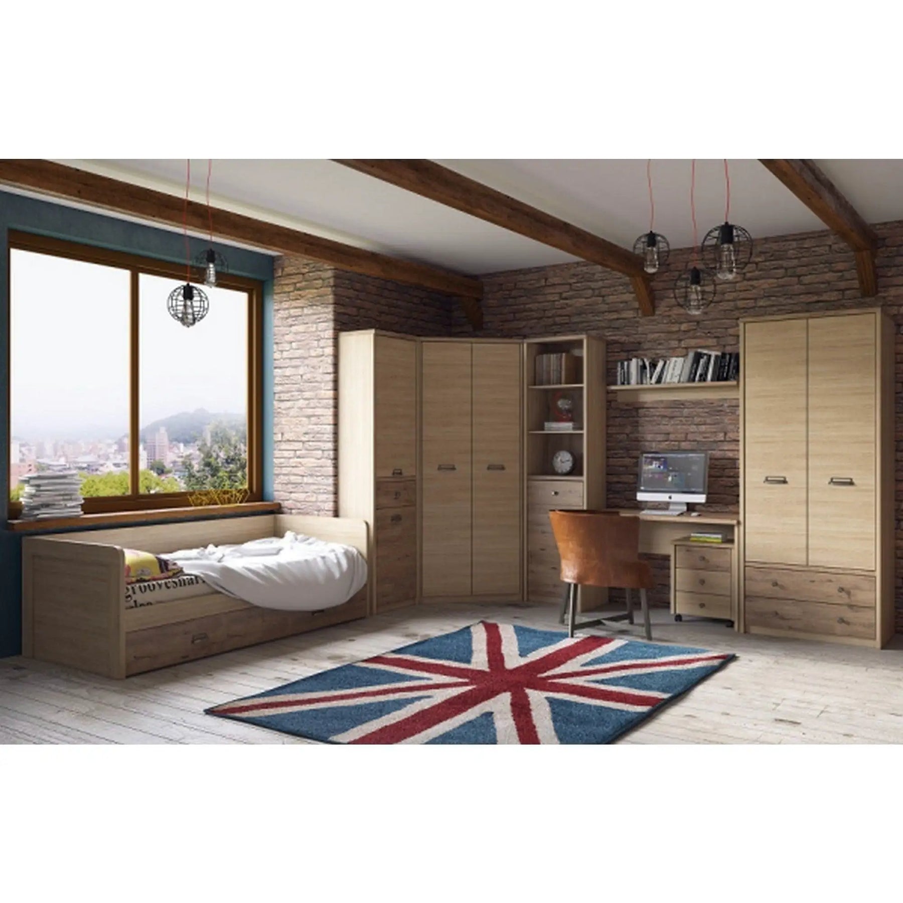 Polita DIESEL, MDF/canturi din ABS, stejar madura, 100×21.6×20 cm