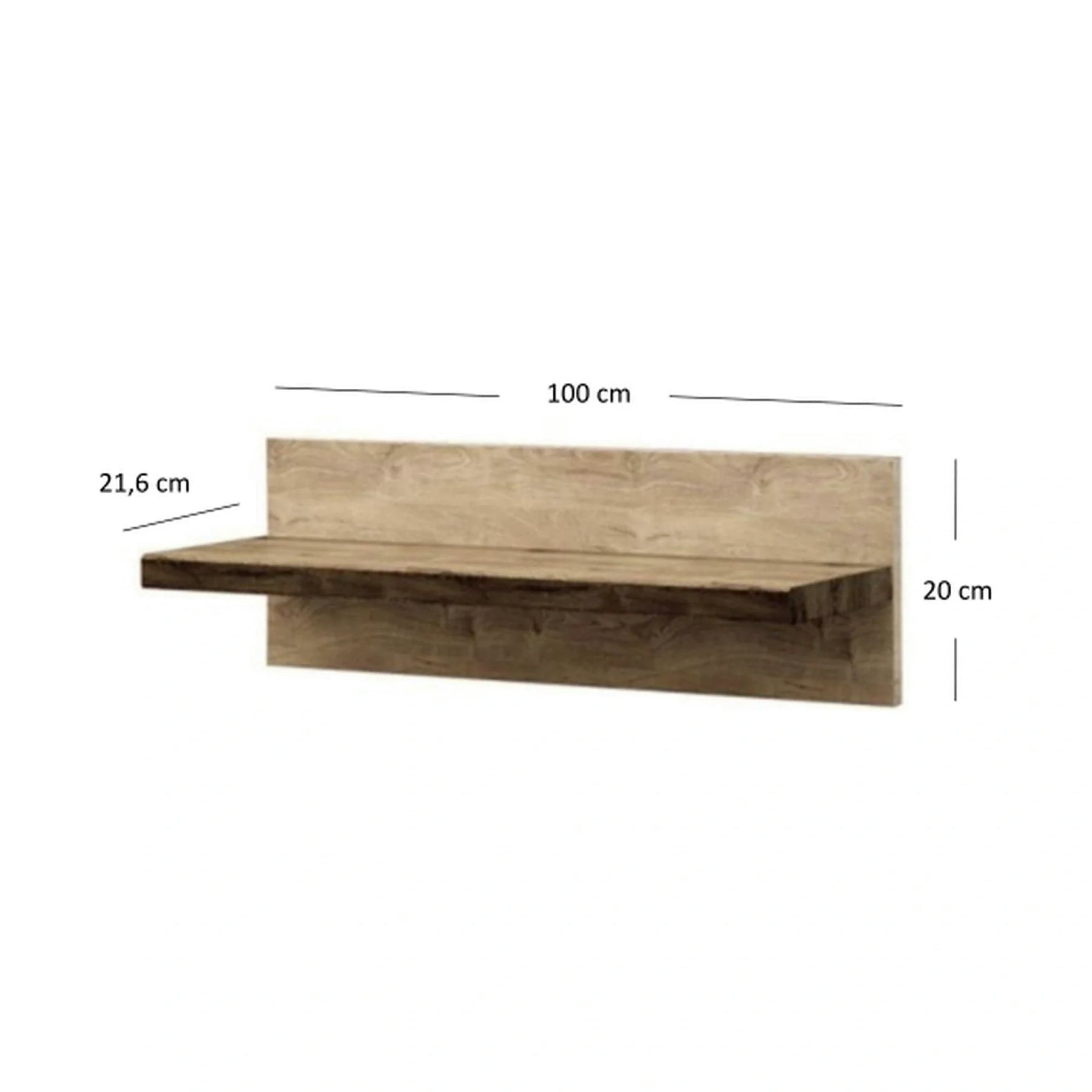 Polita DIESEL, MDF/canturi din ABS, stejar madura, 100×21.6×20 cm