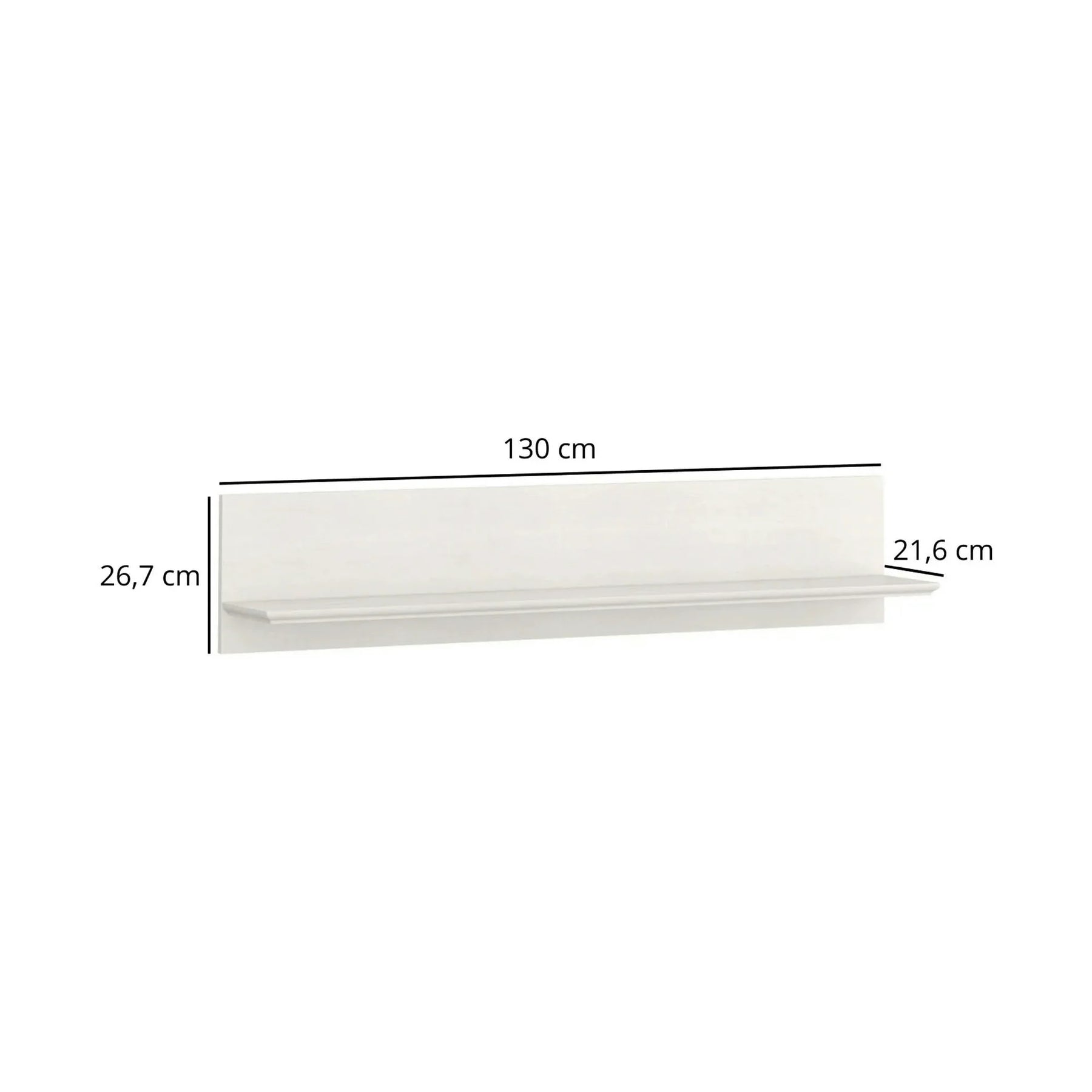 Polita living IRYS, pin alb anderson, PAL laminat, 119x18x26 cm