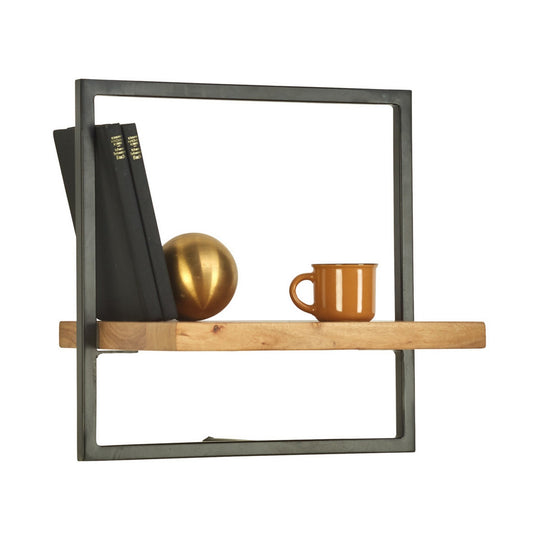 Raft VALO, stejar/negru, lemn/metal, 35x25x35 cm