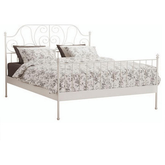Pat dormitor BEHEMOTH, metal, alb, 140x200 cm, cu somieră