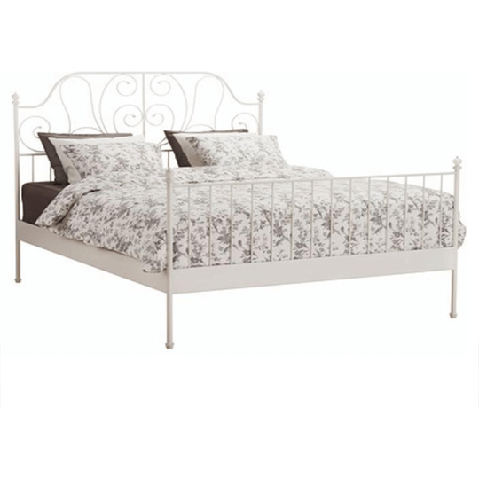 Pat dormitor BEHEMOTH, metal, alb, 160x200 cm, cu somieră