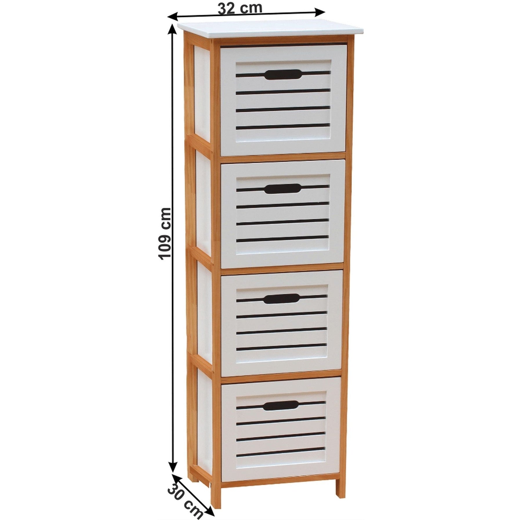 Comoda TALAS, lemn masiv, alb/natural, 32x30x109 cm