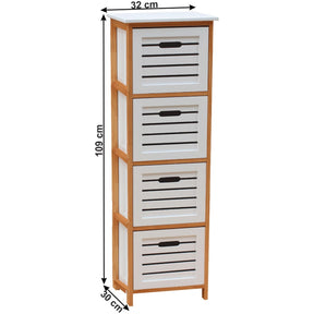 Comoda TALAS, lemn masiv, alb/natural, 32x30x109 cm