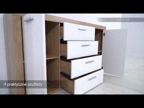 Comoda BERGEN OCN-29674, alb/stejar