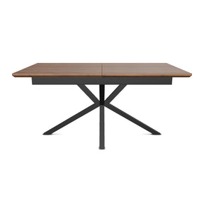 Masa extensibila LOGAN, MDF/furnir/metal, nuc/negru mat, 160-200×90×75 cm