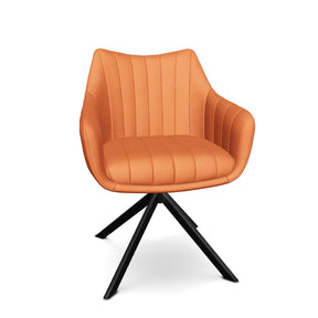 Scaun living rotativ AZALIA, stofă catifelata/metal, caramiziu/negru, 61×44×86 cm
