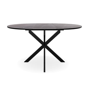 Masa extensibila GASTON, ceramica/metal, gri mat cu efect de marmura/negru mat, 100-135×100×76 cm