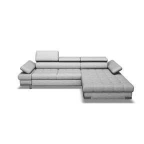 Coltar extensibil SELVA MINI, stofă clasică/lemn, gri - Austin 19, 270×173×95 cm