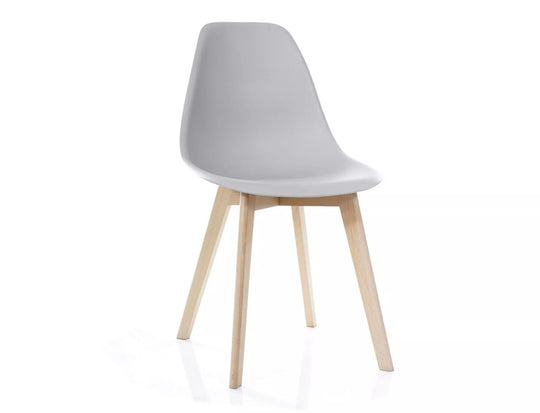 Scaun Moris, gri deschis/fag, plastic/lemn de fag, 46x37x81 cm