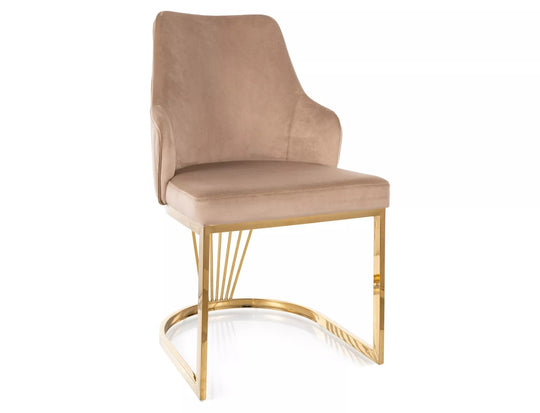 Scaun ALURE, bej inchis - Bluvel 28, stofa catifelata/metal, 52x48x89 cm