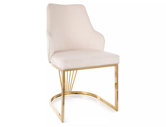 Scaun ALURE, bej deschis - Bluvel 22, stofa catifelata/metal, 52x48x89 cm