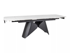 Masa extensibila ARMANDO, alb cu efect de marmura, ceramica/metal, 160/240x90x76 cm