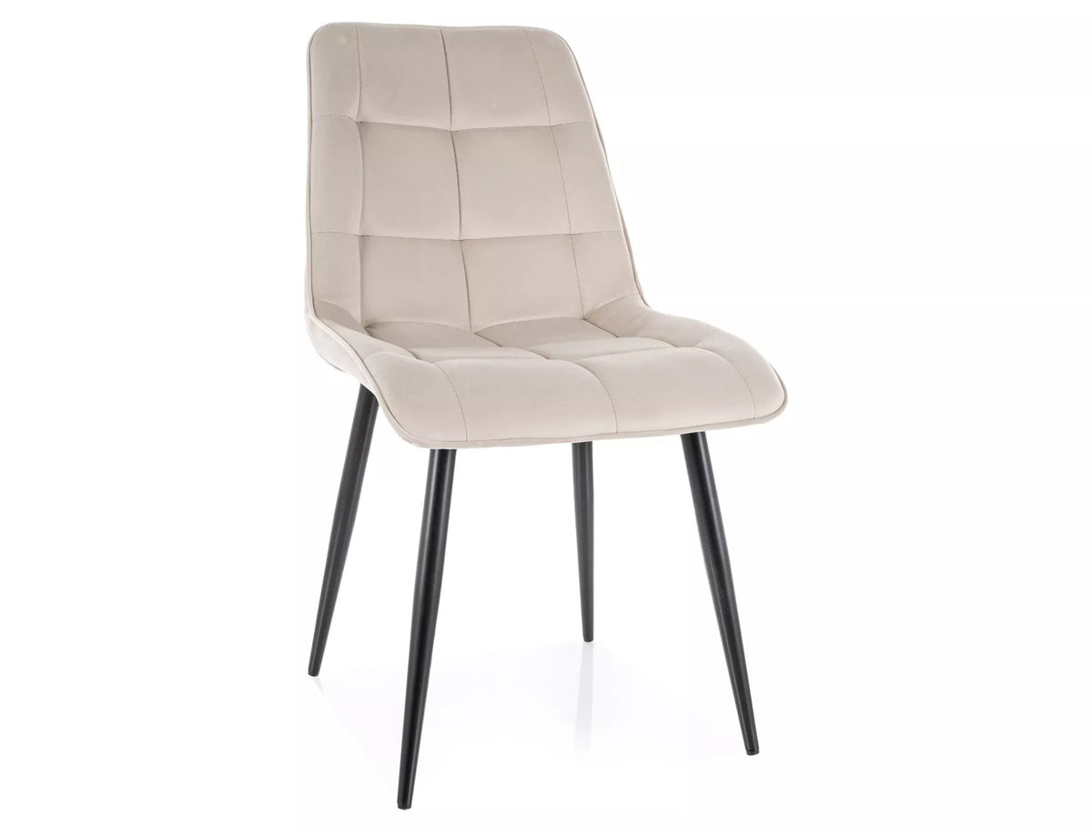 Scaun CHIC, bej deschis - Bluvel 30, stofa catifelata/metal, 50x43x88 cm