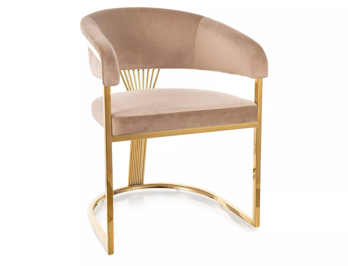 Scaun CROWN, bej inchis - Bluvel 28, stofa catifelata/metal, 57x46x77 cm
