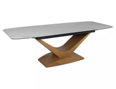 Masa extensibila DOLCE, alb cu efect de marmura/stejar, 180/240x95x76 cm