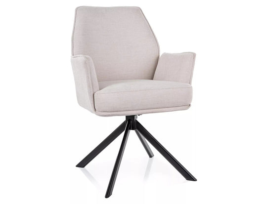 Scaun rotativ HUGO, bej deschis/negru, stofa clasica/metal, 58x46x90 cm