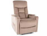 Fotoliu recliner IKAR, stofa catifelata bej inchis - Bluvel 40, 77x92/163x108 cm