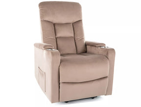 Fotoliu recliner IKAR, stofa catifelata bej inchis - Bluvel 40, 77x92/163x108 cm