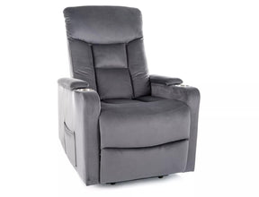 Fotoliu recliner IKAR, stofa catifelata gri - Bluvel 14, 77x92/163x108 cm