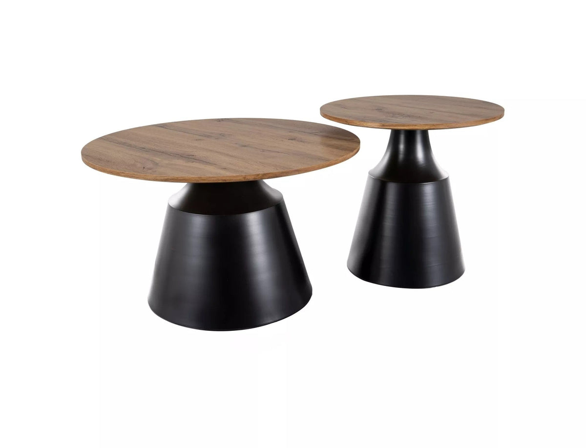 Set 2 masute cafea ITAKA, stejar artisan/negru mat