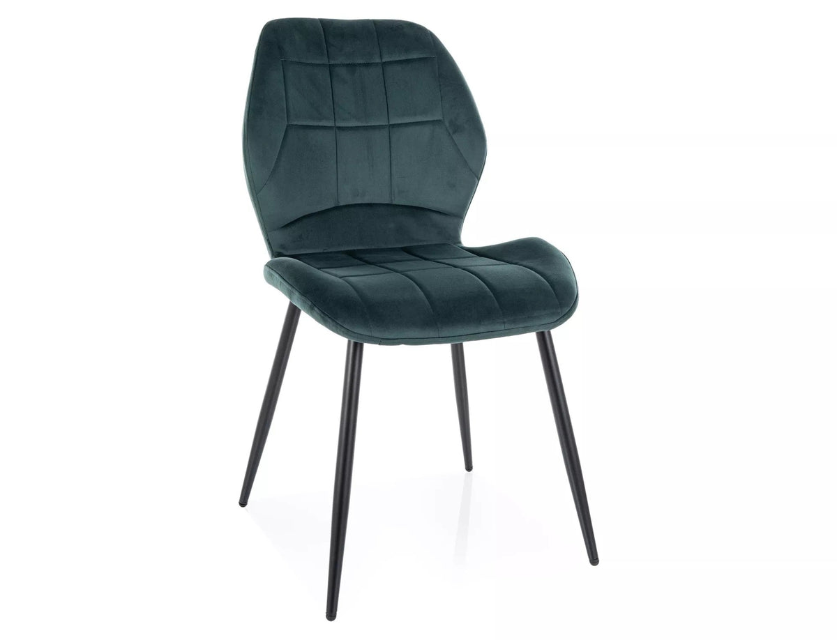 Scaun JAKE, verde - Bluvel 78/negru, stofa catifelata/metal, 48x41x86 cm