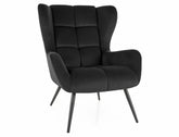 Fotoliu LOUIS, stofa catifelata negru - Bluvel 19, 75x87x91 cm