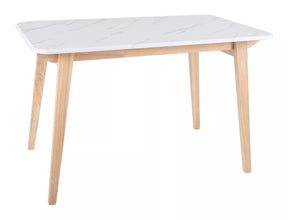 Masa MARCUS, alb cu efect de marmura/stejar, 120x75x76 cm