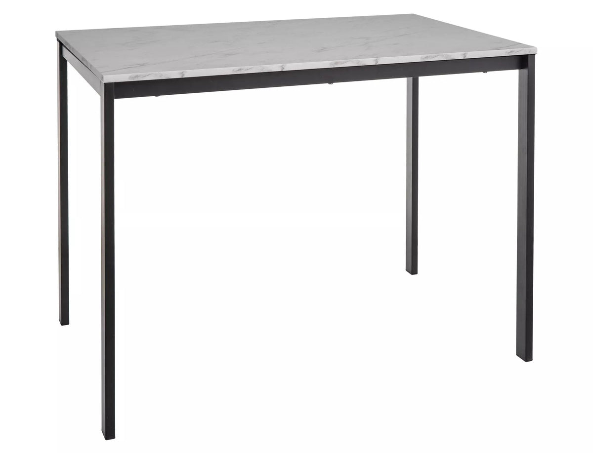 Masa MARIO, alb cu efect de marmura/negru, 100x60x75 cm