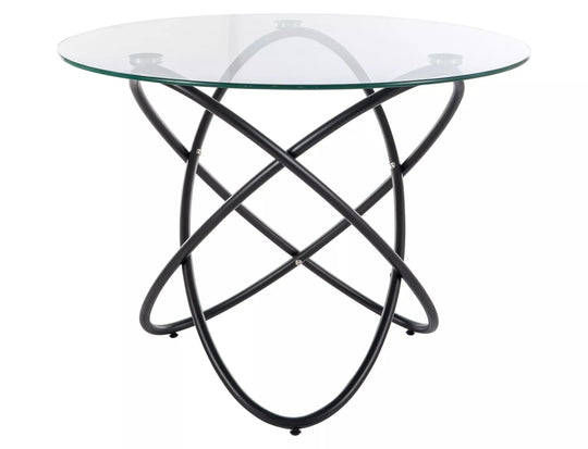 Masa ORBIT, transparent/negru, sticla/metal, 100x75 cm