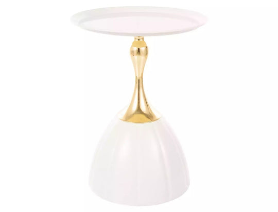 Masuta cafea PIANA, alb/auriu, metal, 38x50 cm