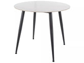 Masa RION, alb cu efect de marmura/negru, ceramica/metal, 90x90x76 cm