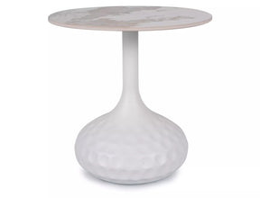 Masuta cafea SALO B, alb cu efect de marmura, ceramica/metal, 50x49 cm