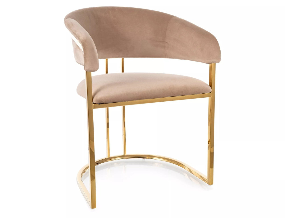 Scaun TULIPE, bej inchis - Bluvel 28, stofa catifelata/metal, 56x46x77 cm