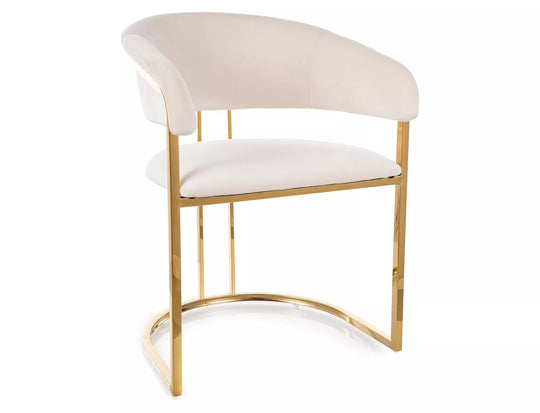 Scaun TULIPE, bej deschis - Bluvel 22, stofa catifelata/metal, 56x46x77 cm