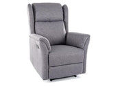 Fotoliu recliner ZEUS, gri/negru, stofa/metal, 74x93/165x108 cm