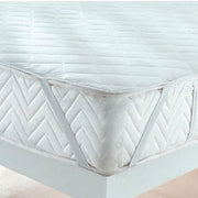 Protectie pat matlasata ULTRASONIC IMPERIAL, alb, bumbac, cu bordura, 180x200 cm