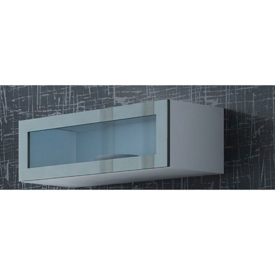 Vitrina VIGO 90, alb/gri, PAL/sticla, 90x32x35 cm