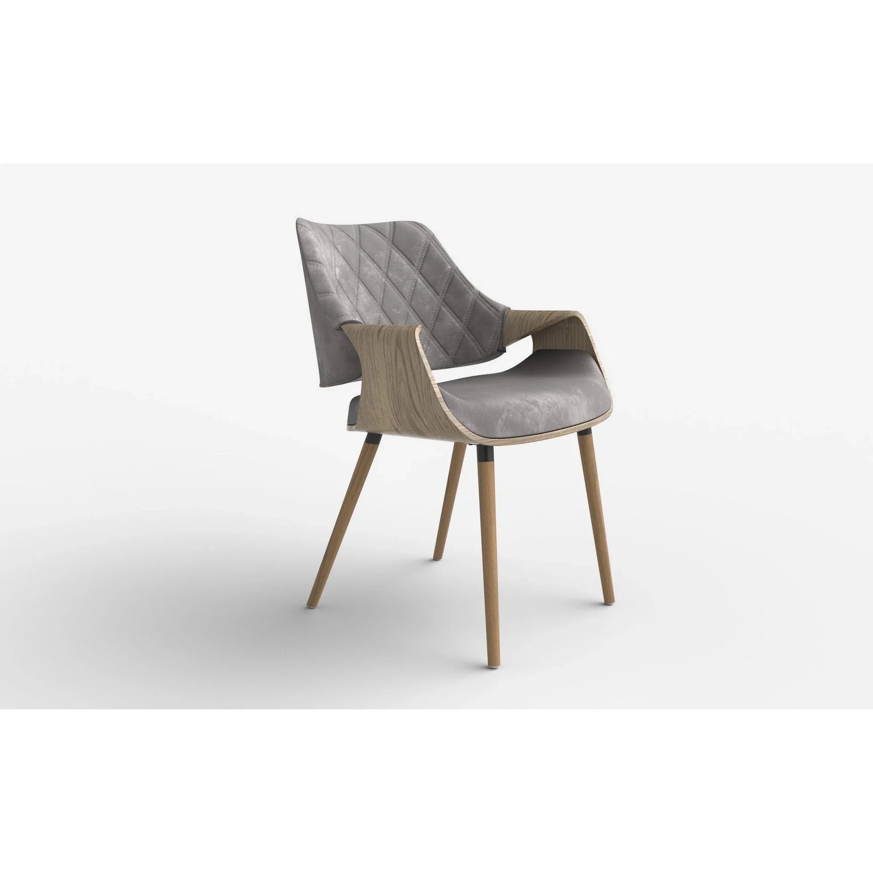 Scaun tapitat K396, stejar/gri, stofa catifelata/placaj, 56x55x77 cm