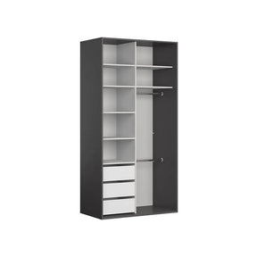 Dulap FLEX, negru lucios/gri grafit, PAL, cu 2 usi, 120x66x240 cm