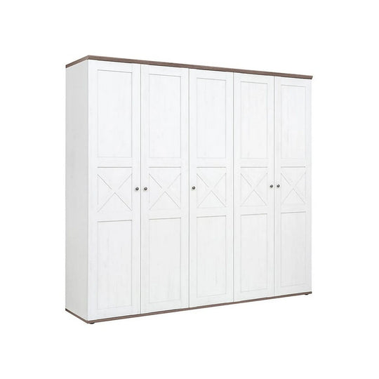 Dressing STOCKHOLM, pin alb andersen/stejar sonoma, PAL, cu 5 usi, 243x59x226 cm