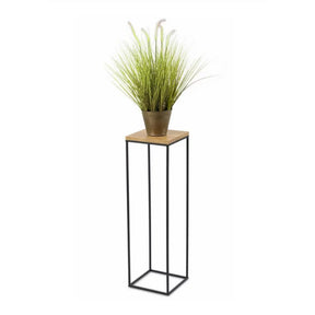 Suport flori WATFORD, stejar/negru, metal, 23x23x67 cm