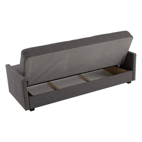 Canapea extensibila MARO, stofa clasica gri inchis - Mossa 99, cu lada depozitare, 207x95x95 cm