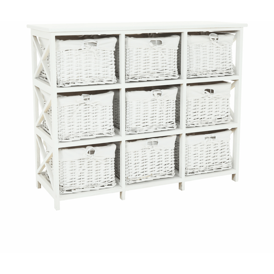 Comoda RAFAELLO 9 lemn/rachita, alb, 94x37x76 cm