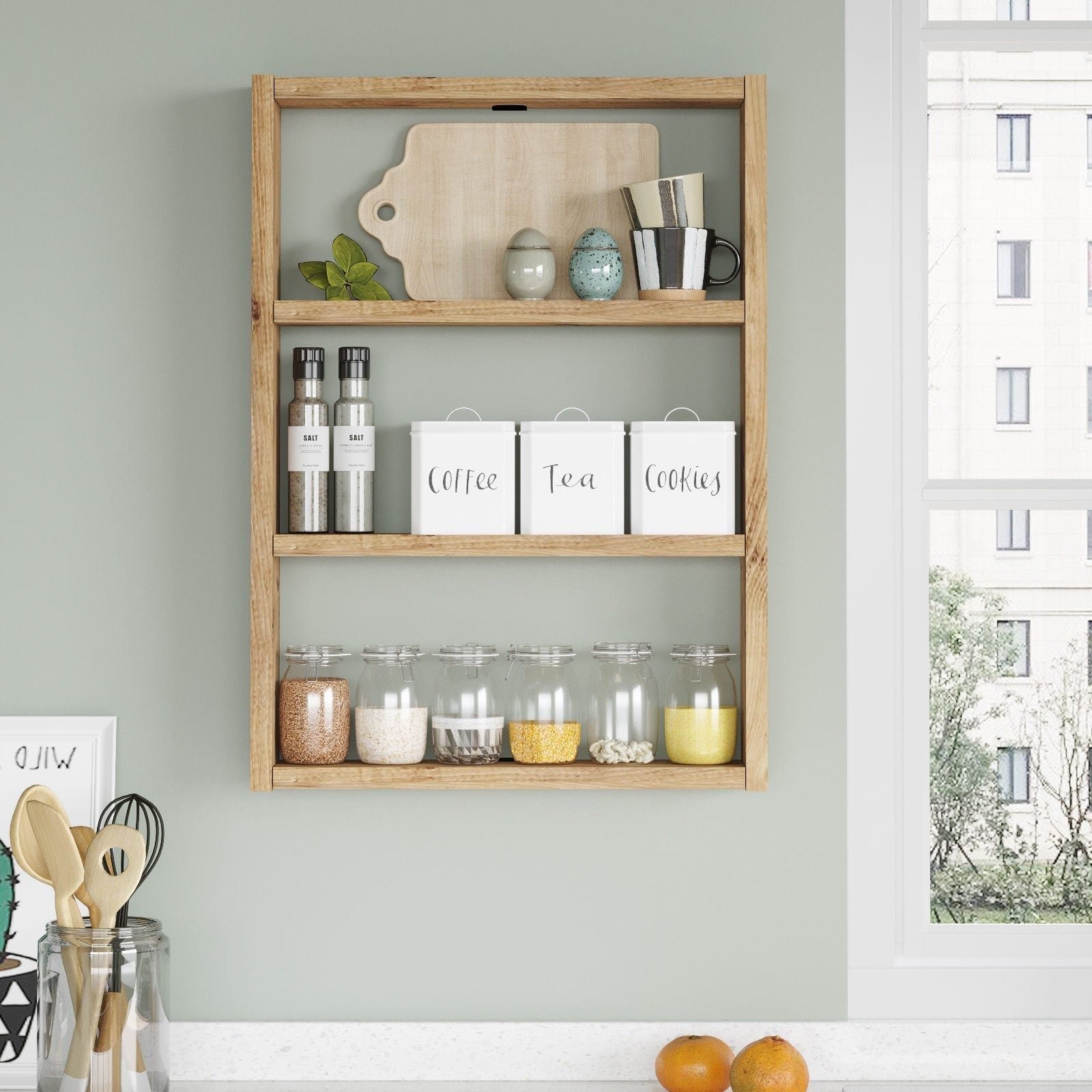 Raft din pin atlantic, cu decoruri moderne, într-o bucătărie elegantă – primabucata